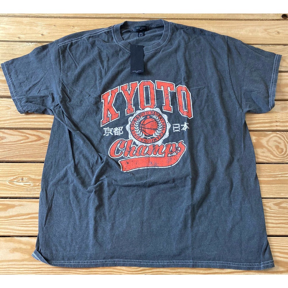 NWT New Look Kyoto Graphic T Shirt Medium Men’s Grey Pullover Short Sleeve
